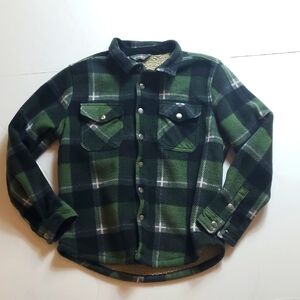 Eddie Bauer Green and Black Casual Button Down Shirt